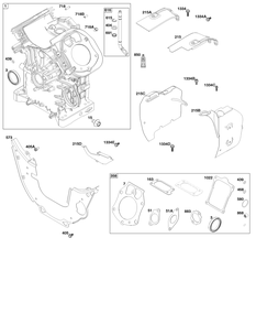 Cylinder Group Diagram and Parts List for 61E377-0054-J1 400000 - 699999 Briggs and Stratton Engine